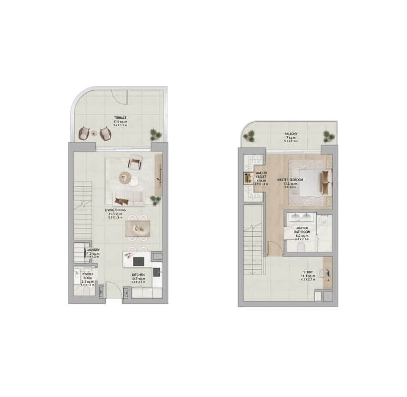 2 BR Townhouse Bedroom Apartment